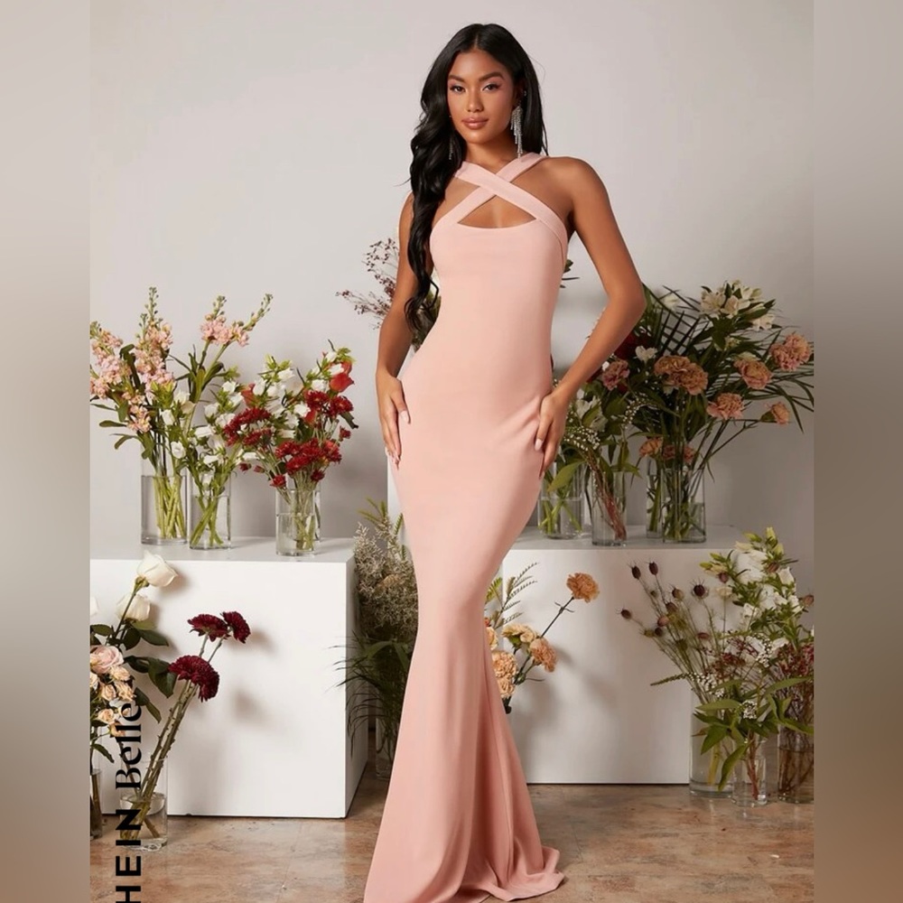 SHEIN Belle Crisscross Front Mermaid Hem Bridesmaid Dress